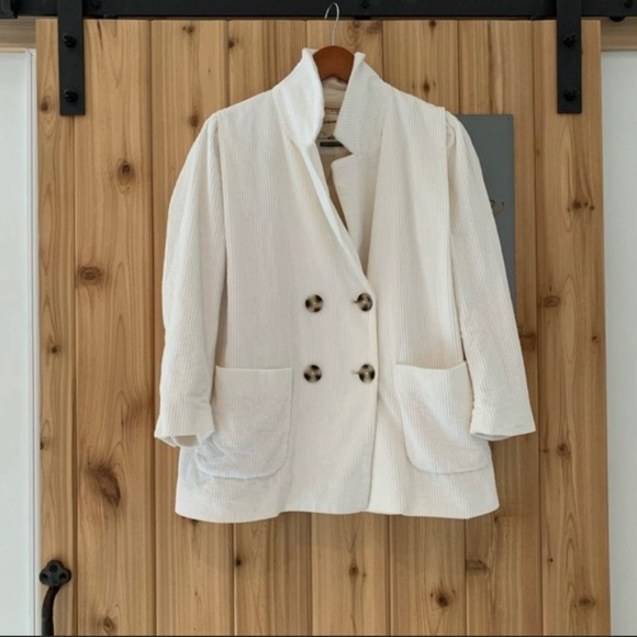 Anthropologie Cartonnier Ivory Corduroy Blazer Jacket - Picture 3 of 11